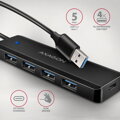 AXAGON cestovní hub USB-A / HUE-C1A / USB 3.2 Gen1 / 4x USB-A / 1x USB-C / 0,19m