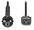 NEDIS napájecí kabel 230V/ přípojný 16A/ konektor IEC-320-C19/ úhlová zástrčka Schuko/ černý/ bulk/ 2m