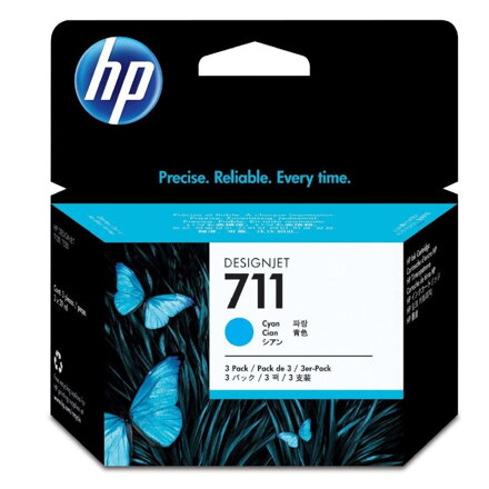 HP inkoustová kazeta 711 azurová CZ134A originál 3-pack