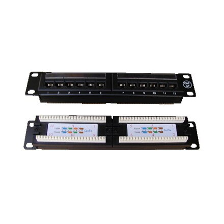 DATACOM Patch panel UTP 10 "12 port CAT5E, 2x6 pozícií, 1U, zadný zárez, čierny