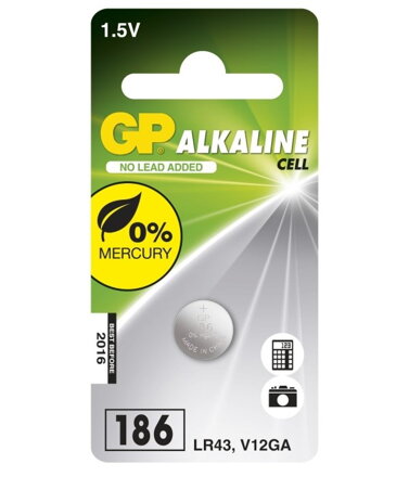 GP alkalická baterie 1,5V LR43 1ks blistr