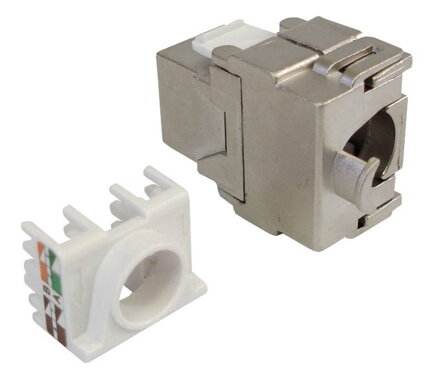 XtendLan Keystone jack RJ45 Cat6A, STP, stříbrný, 180 st, zaklapávací zezadu