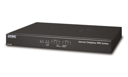 Planet IPX-2100, IP PBX, SIP Proxy, 2x slot pre moduly, IVR, 100/30 užívateľov, DID, BLF, FAX, Skype-SIP, VPN, CZ