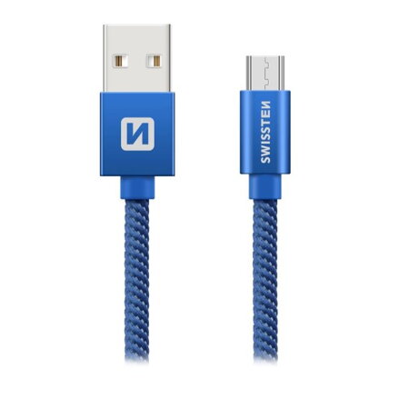 Swissten Datový Kabel Textile Usb / Micro Usb 1,2 M Modrý