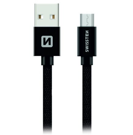 Swissten Datový Kabel Textile Usb / Micro Usb 2,0 M Černý