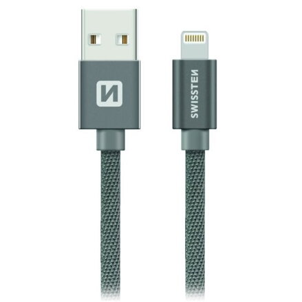 Swissten Datový Kabel Textile Usb / Lightning 1,2 M Šedý