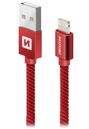 Swissten Datový Kabel Textile Usb / Lightning Mfi 1,2 M Červený