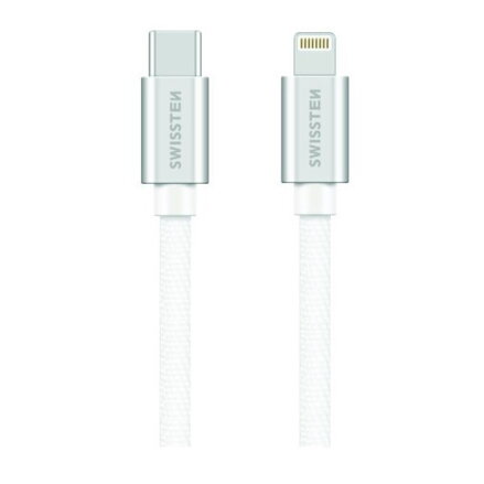 Swissten Datový Kabel Textile USB-C / Lightning 1,2 M Stříbrný