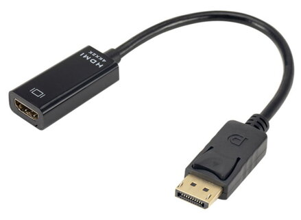 XtendLan Adaptér DisplayPort (M) na HDMI (F), 15cm, černý, pro 4k