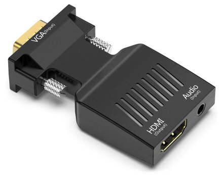 XtendLan Adaptér VGA (M) na HDMI (F), do 1080p,  audio propojením (konektor 3.5mm, F)