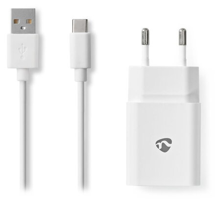 NEDIS síťová nabíječka/ USB-C/ 2.4 A/ 5.0 VDC/ bílá/ kabel 1m