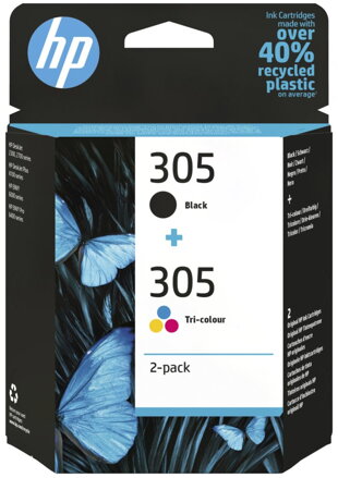 HP inkoustová kazeta 305 2-Pack Tri-color/Black Original Ink Cartridge