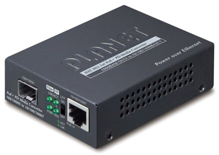 Planet GT-805A-PD konvertor 10/100/1000Base-T / miniGBIC SFP/ napájený z PoE 802.3af/at/bt