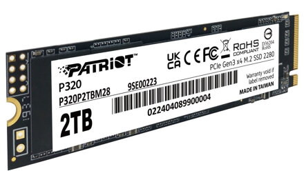 PATRIOT P320 2TB SSD / Interní / M.2 PCIe Gen3 x4 NVMe 1.3 / 2280