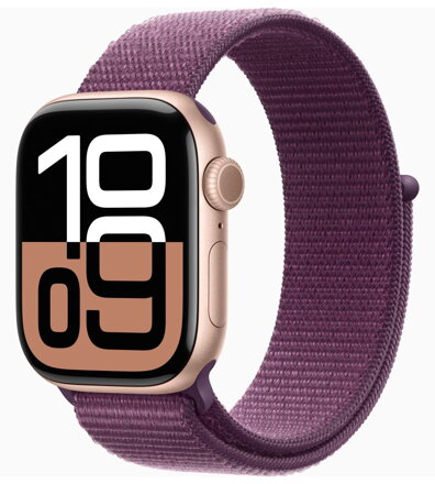 Apple Watch Series 10 GPS 42mm Růžově zlatý hliník se švestkovým provlékacím řemínkem