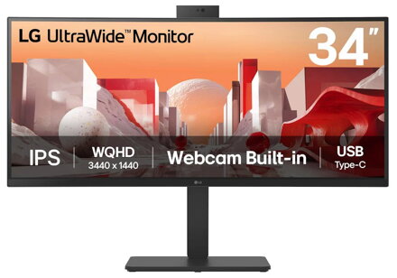 LG monitor 34BA85QE IPS 34"  QHD zakřivený /3440x1440 /21:9/300 cd/m2/5ms/HDMI/DP/USB-C/60Hz/HDR10/ OnScreen Control