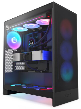 POŠKOZENÝ OBAL - NZXT skříň H7 Flow RGB edition / ATX / 1x360mm RGB core fan/ USB-C / 2x USB / proskl. bočnice / mesh panel / ...