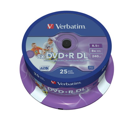 VERBATIM DVD+R DoubleLayer 8,5GB/ 8x/ Inkjet printable/ 25pack/ spindle