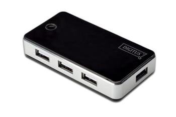 Digitus USB 2.0 Hub 7-port, 7x USB A / F, 1x USB mini vč. ext. napájení 5V DC 3,5A, 1m, bl