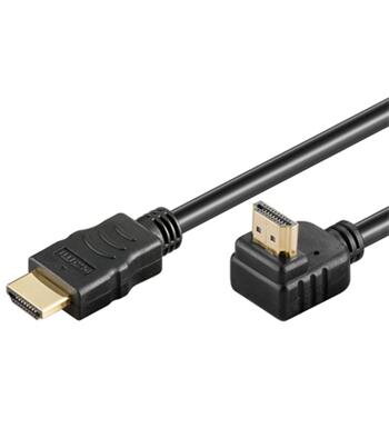 PremiumCord HDMI High Speed+Ethernet kabel, zlacený zahnutý konektor 90° 10m