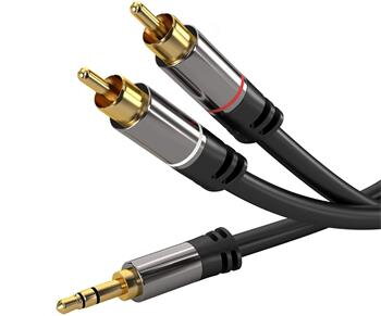 PremiumCord HQ stínený kabel stereo Jack 3.5mm-2xCINCH M/M 5m