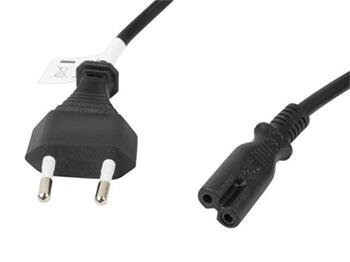 LANBERG CEE 7/16 na IEC 320 C7 EURO (RADIO) POWER CORD 3M VDE černý