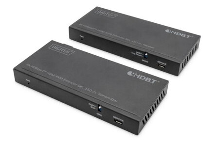 Digitus HDBaseT KVM Extender Set, 150 m 4K/60Hz, USB 2.0, PoC, IR, black