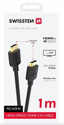 SWISSTEN KABEL HDMI NA HDMI 4K 60Hz 1,0 M PVC