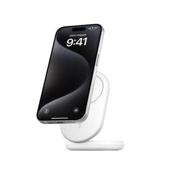 Belkin BOOST CHARGE™ Qi2 15W Magnetický nabíjecí stojan, skládací, bez adaptéru, bílá