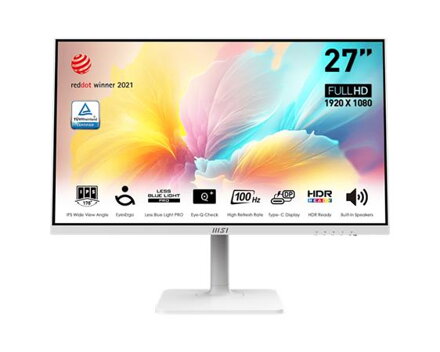 MSI monitor Modern MD2712PW 27" IPS/FHD/100Hz/1ms/HDMI/USB-C/Výškově nastavitelný/Pivot/bílá