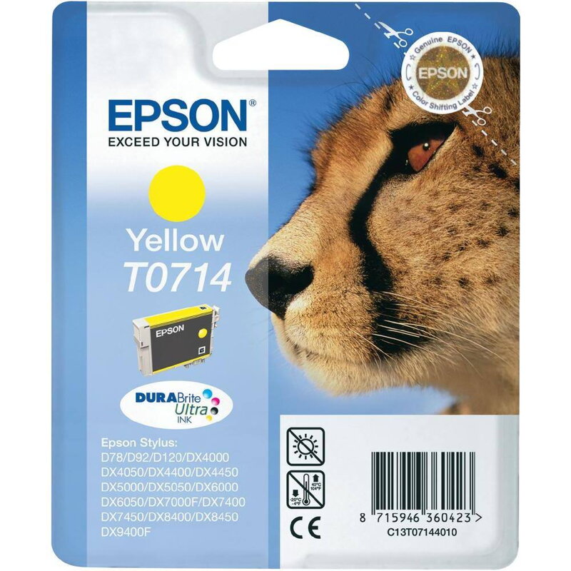 Epson inkoustová náplň/ T0714/ Singlepack T0714 DURABrite Ultra Ink/ Žlutá Epson inkoustová náplň/ T0714/ Singlepack T0714 DURABrite Ultra Ink/ Žlutá