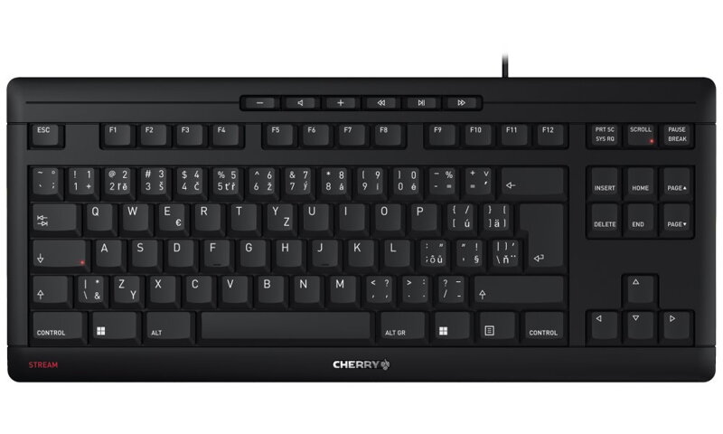 CHERRY klávesnica STREAM TKL / drôtová/ USB/ čierná/ CZ+SK layout