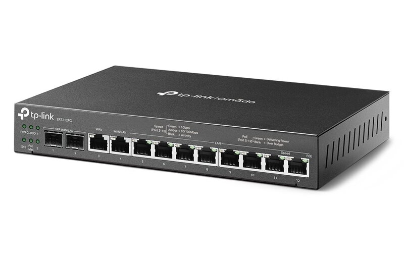 TP-Link ER7212PC Omada Gigabit VPN Router, 8x PoE+, 2x Gbit SFP, 1x Gbit WAN + 1x Gbit LAN/WAN, 8x Gbit LAN, 110W