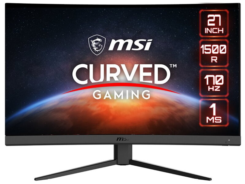 MSI Gaming G27CQ4 E2/ 27" zakřivený/ 2560x1440/ VA/ 1ms/ 170Hz/ 250cd/m2/ 3000:1/ 2x HDMI/ DP/ černý