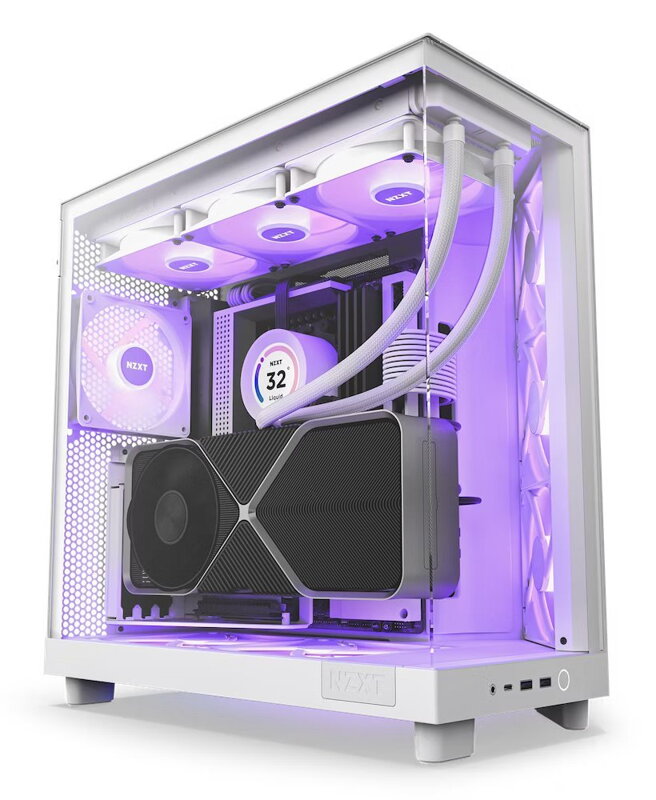 POŠKOZENÝ OBAL - NZXT skříň H6 Flow RGB dvoukomorová / MidT / 3x120mm RGB fan / 2xUSB 3.2 / USB-C / prosklená / bílá