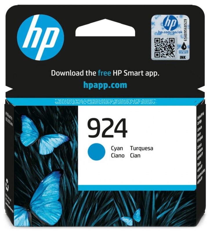 HP inkoustová kazeta 4K0U3NE, HP 924, azurová, 400 stran