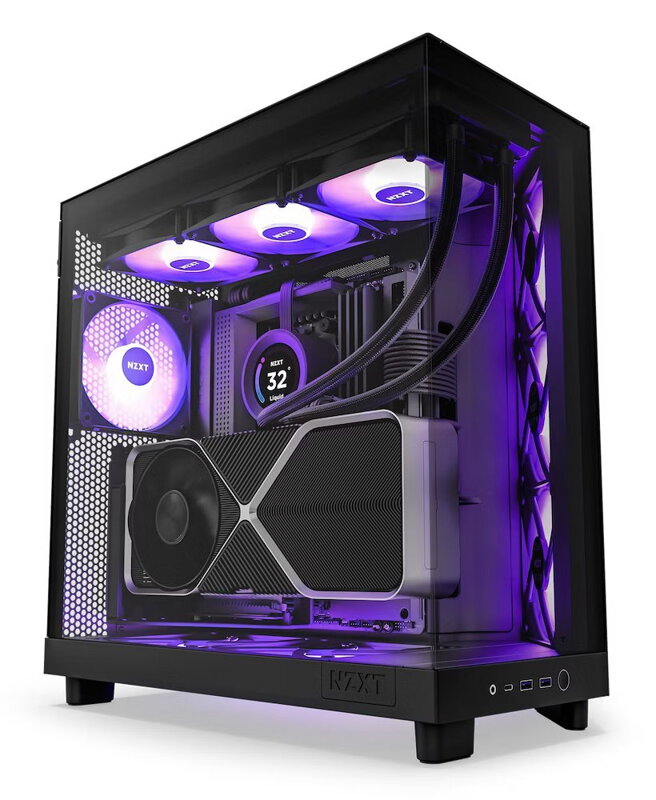 POŠKOZENÝ OBAL - NZXT skříň H6 Flow RGB dvoukomorová / MidT / 3x120mm RGB fan / 2xUSB 3.2 / USB-C / prosklená / černá