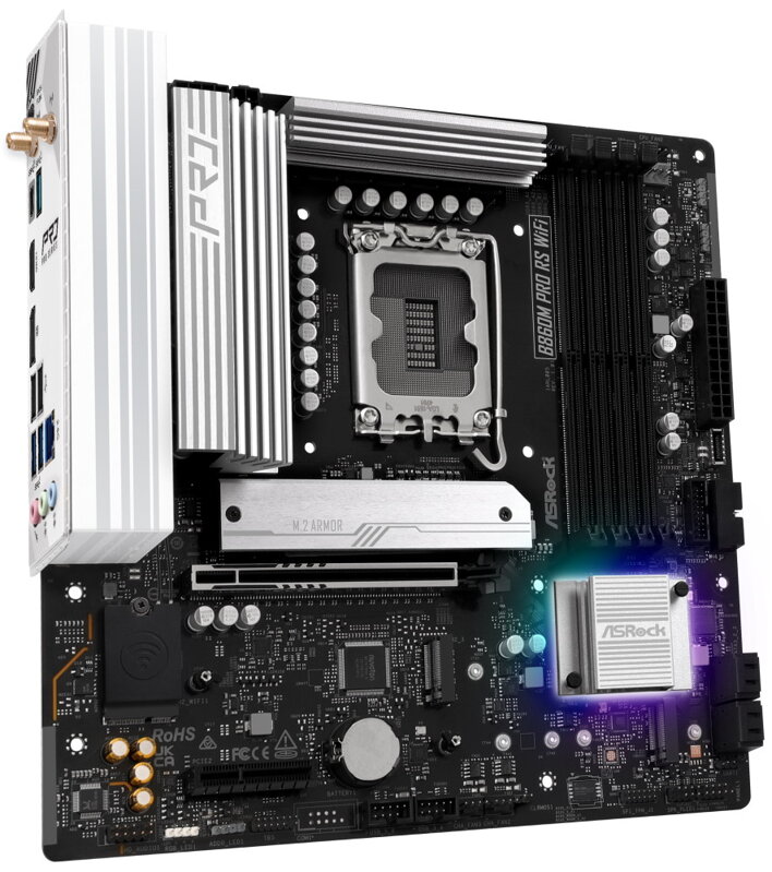 ASRock B860M Pro RS WiFi / Intel B860 / LGA1851 / 4x DDR5 / 3x M.2 / HDMI / DP / USB-C / WiFi / mATX