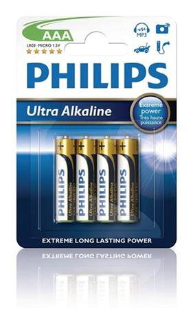 Philips baterie AAA ExtremeLife+, alkalická - 4ks