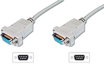 Digitus připojovací kabel nullmodem DB9 F/F 3m, béžový