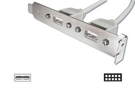 Digitus záslepka slotu s 2 USB porty + kabel 2x5pin 0,25m Digitus záslepka slotu s 2 USB porty + kabel 2x5pin 0,25m