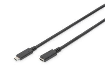 Digitus Prodlužovací kabel USB typu C, typ C samec/ samice , 0,7 m, Gen2, 5A, 10 GB, verze 3.1, CE, bl