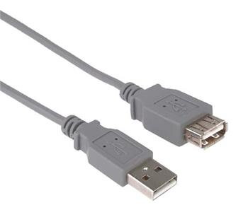 PremiumCord USB 2.0 kabel prodlužovací, A-A, 0,5m, šedá