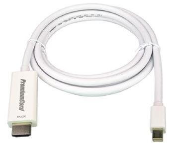 PremiumCord mini DisplayPort 1.2 na HDMI 2.0 kabel pro rozlišení 4Kx2K@60Hz, 2m