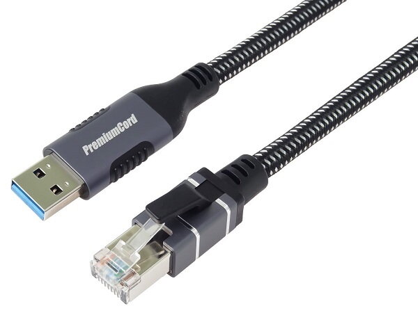 PremiumCord Ethernetový kabel USB3.2 -> LAN RJ45 10/100/1000 MBIT 2m