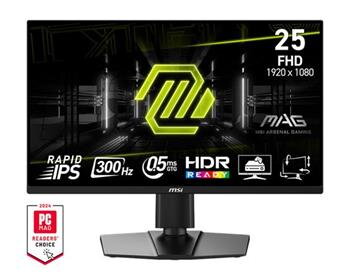 MSI MAG 255PXF 24,5" Rapid IPS/FHD/300Hz/0,5ms/2xHDMI/DP/Výškově nastavitelný/Pivot/černá