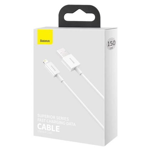 Baseus Lightning Superior Series cable, Fast Charging, Data 2.4A, 1.5m White (CALYS-B02)